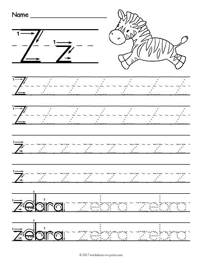 Tracing Letter Z Worksheet
