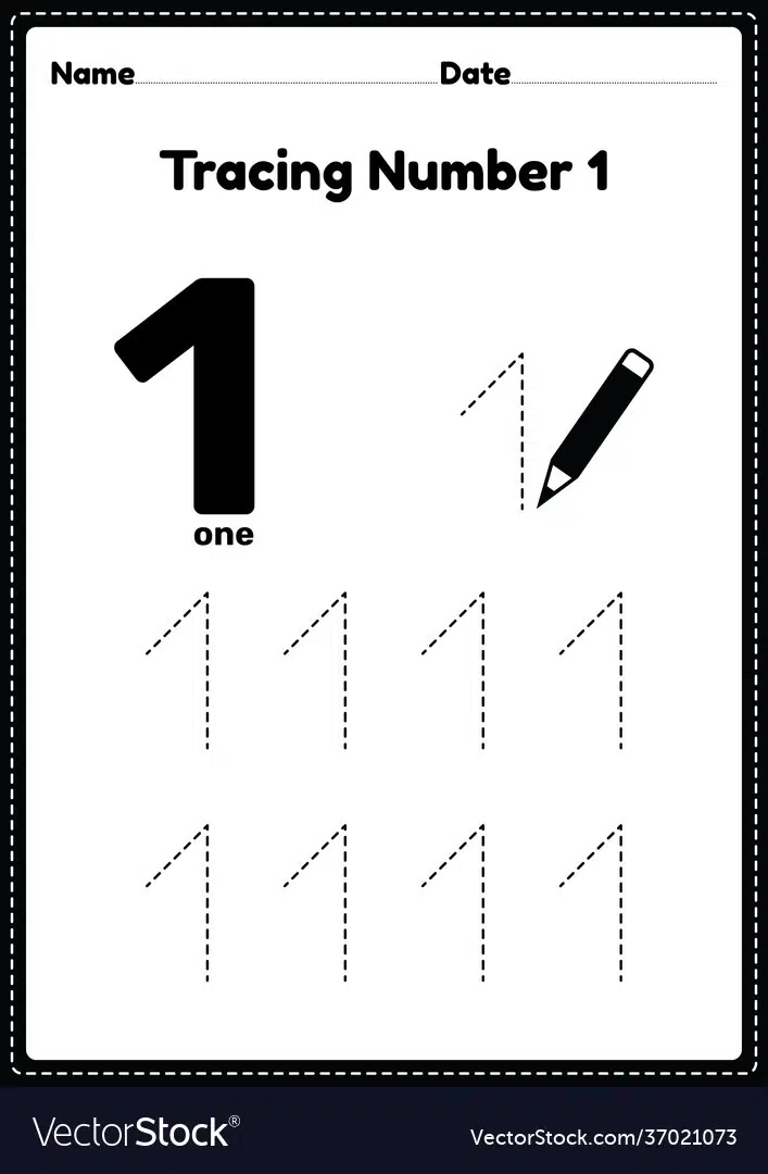 Number 1 Tracing Worksheets