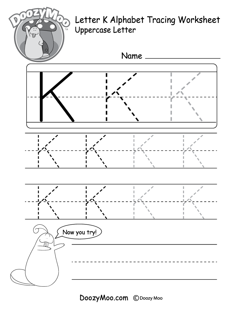 Uppercase Letter K Tracing Worksheet