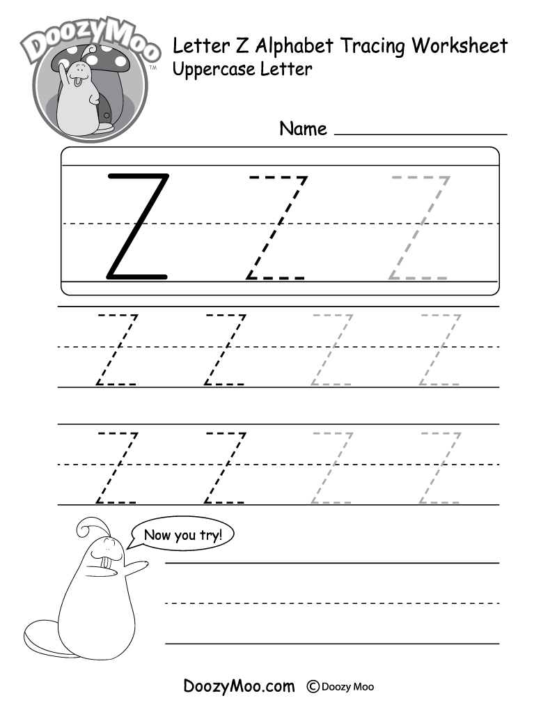 Uppercase Letter Z Tracing Worksheet
