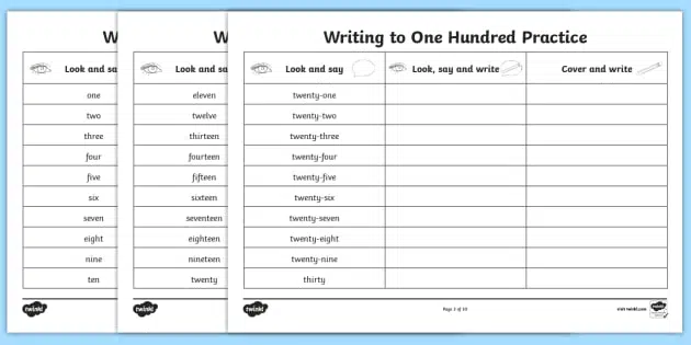 Writing Numbers In Words Worksheets