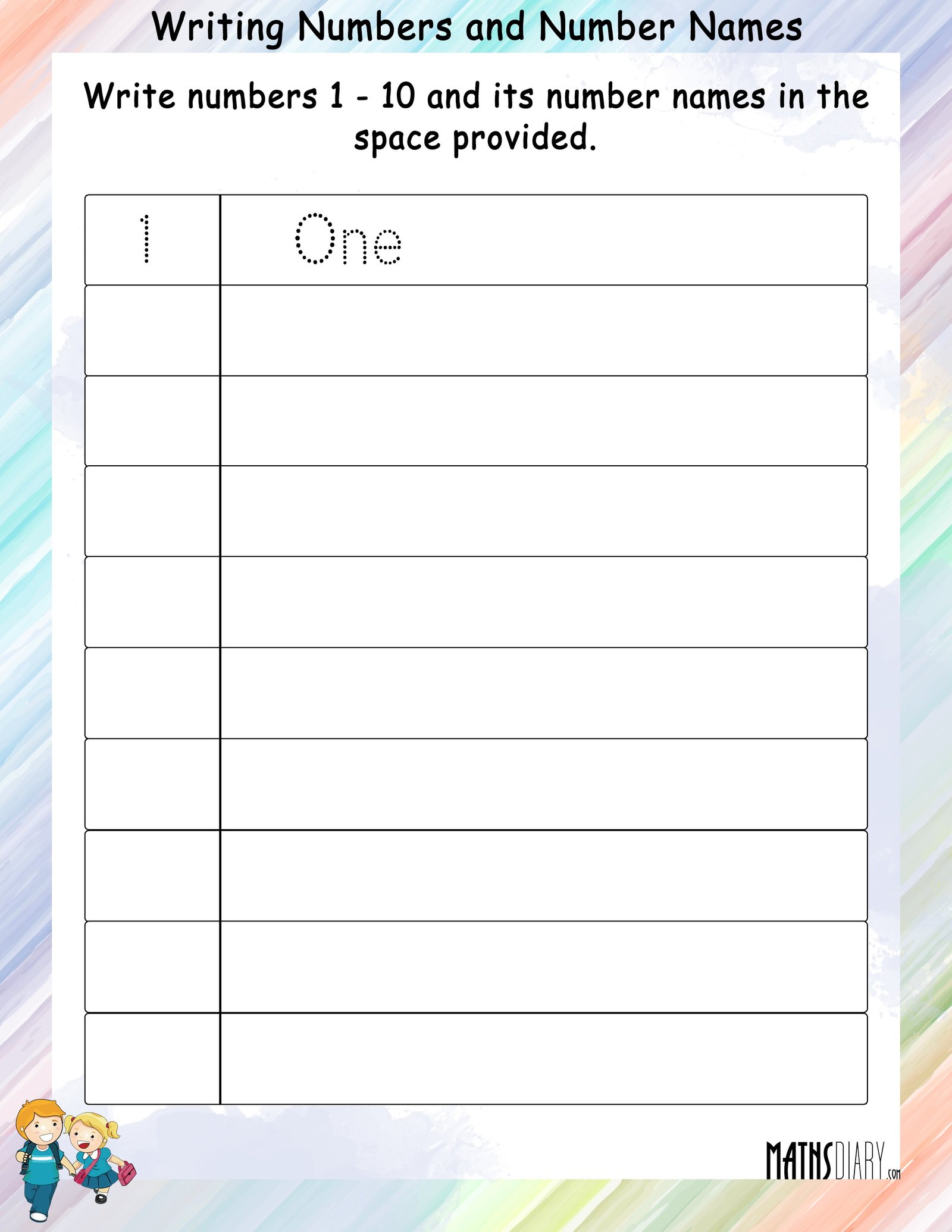 Writing Numbers And Number Names Worksheets