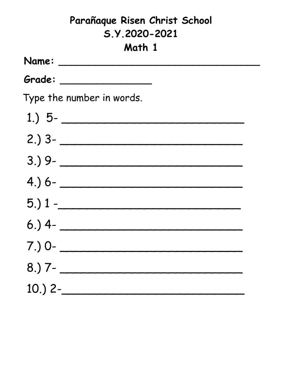 Printable Writing Numbers In Words Worksheets GoodWorksheets