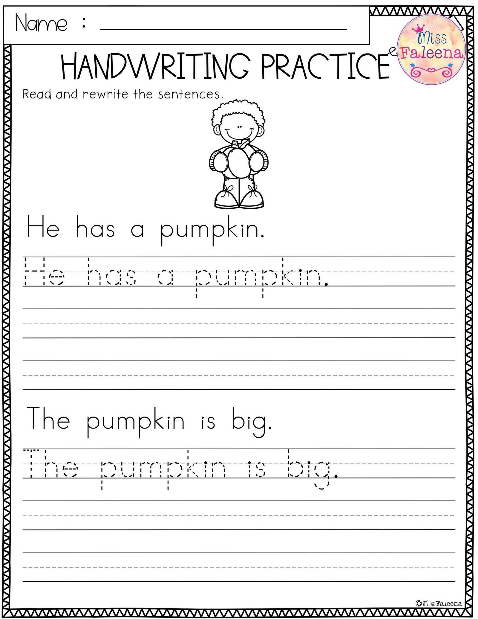 Name Handwriting Practice Worksheets